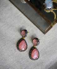 Load image into Gallery viewer, Serenity Rose Quartz Double Drop Earrings
