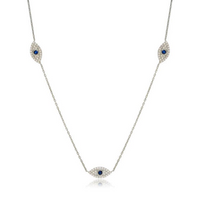 Load image into Gallery viewer, Aliye Cubic Zirconia Evil Eye Shaker Necklace Silver