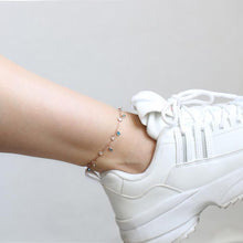 Load image into Gallery viewer, Annmarie Aquamarine and Cubic Zirconia Charm Anklet Silver