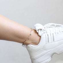 Load image into Gallery viewer, Annmarie Aquamarine and Cubic Zirconia Charm Anklet Gold