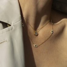 Load image into Gallery viewer, Asiye Evil Eye Cubic Zirconia & Sapphire Choker Gold