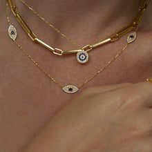 Load image into Gallery viewer, Asiye Evil Eye Cubic Zirconia & Sapphire Choker Gold
