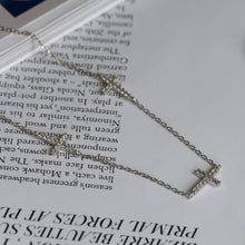 Load image into Gallery viewer, 925 Sterling Silver cross necklace with cubic zirconia dainty layering
