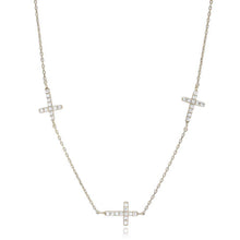 Load image into Gallery viewer, Christiana Cubic Zirconia Cross Necklace Silver