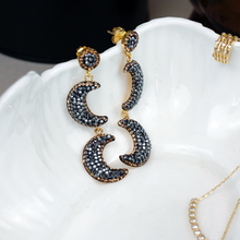 Load image into Gallery viewer, To The Moon And Back Dangle Earrings With Grey Hematite
