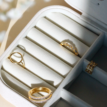 Load image into Gallery viewer, oval cubic zirconia stacking ring 16k gold vermeil