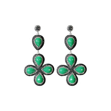 Load image into Gallery viewer, Eden Dyed Emerald Flower Dangle Earring