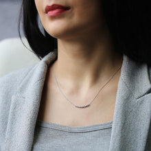 Load image into Gallery viewer, Emma Minimalistic Thin Zircon Bar Necklace Silver