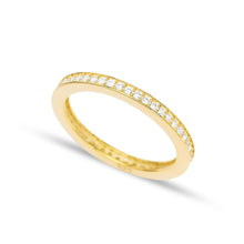 Load image into Gallery viewer, 16k gold vermeil stacking ring with cubic zirconia pave style