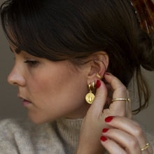 Load image into Gallery viewer, 16k gold vermeil stacking ring with cubic zirconia pave style