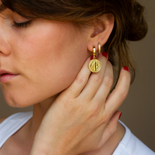 Load image into Gallery viewer, 16k gold vermeil cubic zirconia pave clicker hoop earring