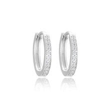 Load image into Gallery viewer, Eylul Cubic Zirconia Pave Clicker Hoop Earring Silver