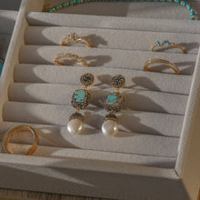 Load image into Gallery viewer, Mujeres Pearl & Turquoise Double Drop
