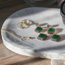 Load image into Gallery viewer, Maya Emerald Jade Double Dangle