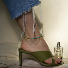 Load image into Gallery viewer, Mia Turquoise Beaded Anklet Gold
