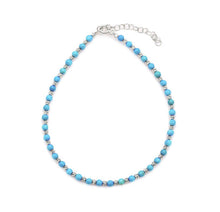 Load image into Gallery viewer, Mia Turquoise Beaded Anklet Silver