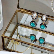 Load image into Gallery viewer, Ocean Dangle Earring With Simulated Pearl And Hematite