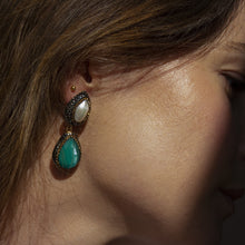 Load image into Gallery viewer, Ocean Dangle Earring With Simulated Pearl And Hematite