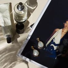 Load image into Gallery viewer, Snow Moon Single Drop Mother of Pearl Dangle Earring With Hematite