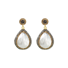 Load image into Gallery viewer, Snow Moon Single Drop Mother of Pearl Dangle Earring With Hematite