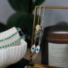Load image into Gallery viewer, Stella Minimalistic Evil Eye Bracelet with Cross Gold