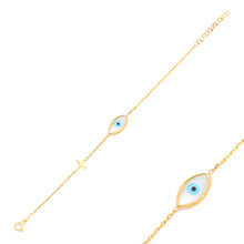Load image into Gallery viewer, Stella Minimalistic Evil Eye Bracelet with Cross Gold