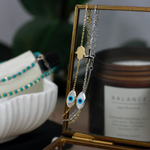 Load image into Gallery viewer, Stella Minimalistic Evil Eye Bracelet with Cross Silver