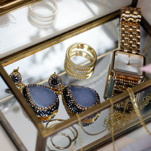 Load image into Gallery viewer, Stormy Single Drop Natural Druzy Dangle Earring With Hematite