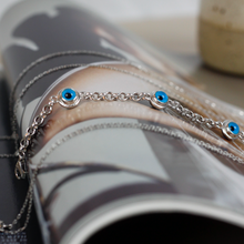 Load image into Gallery viewer, evil eye silver bracelet