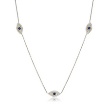 Load image into Gallery viewer, Aliye Cubic Zirconia Evil Eye Shaker Necklace Silver
