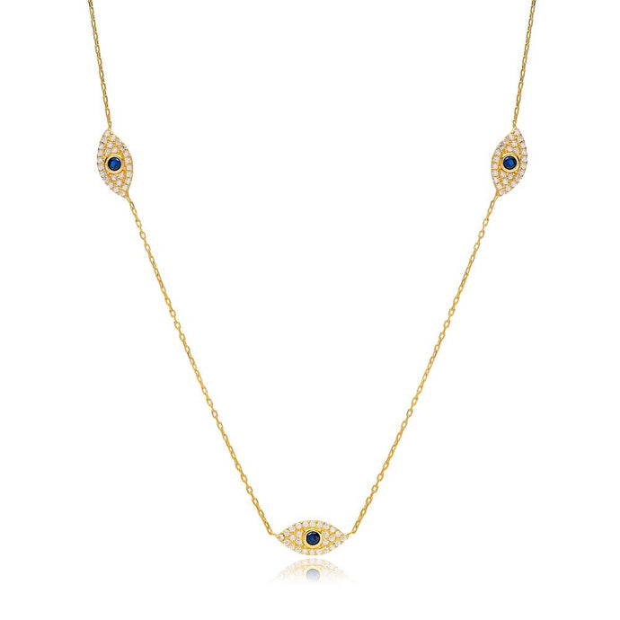 Aliye Cubic Zirconia Evil Eye Shaker Necklace Gold