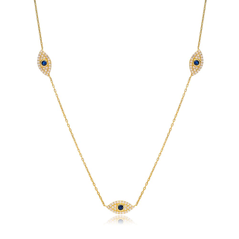 Aliye Cubic Zirconia Evil Eye Shaker Necklace Gold