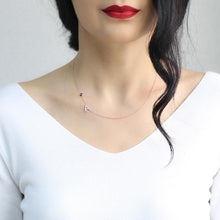 Load image into Gallery viewer, Allegro Silver Initial Letter Necklace with Evil Eye
