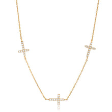 Load image into Gallery viewer, Christiana Cubic Zirconia Cross Necklace Gold
