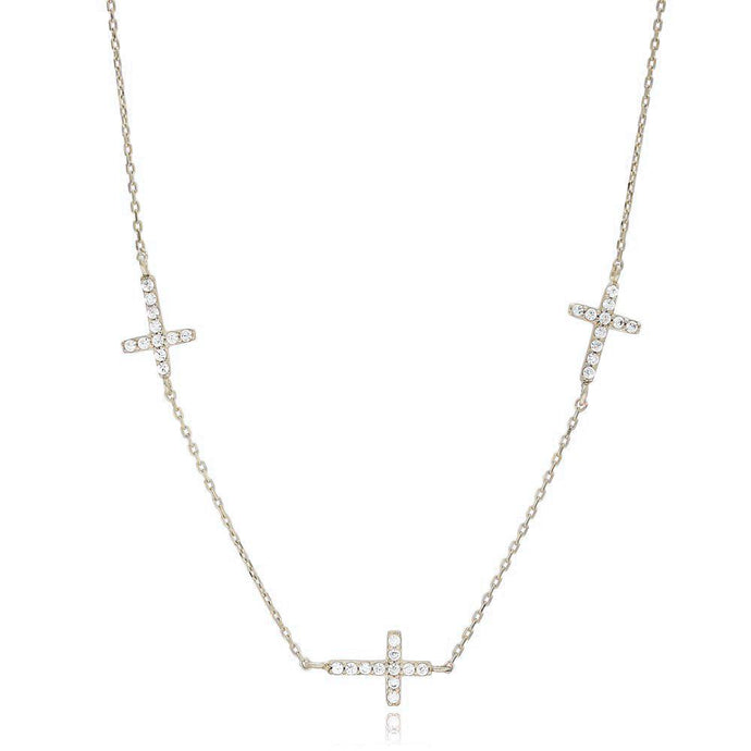 Christiana Cubic Zirconia Cross Necklace Silver