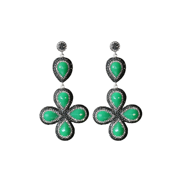 Eden Dyed Emerald Flower Dangle Earring