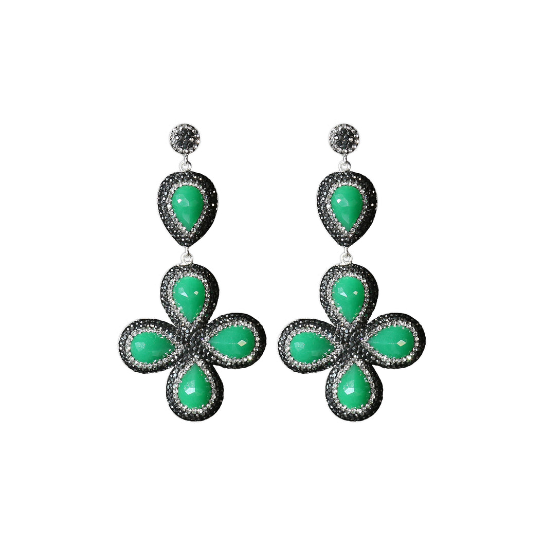 Eden Dyed Emerald Flower Dangle Earring