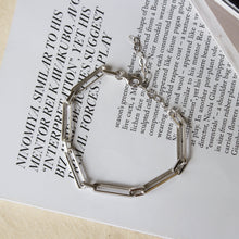 Load image into Gallery viewer, Chunky rectangle link bracelet 925 sliver minimalistic and sustainable
