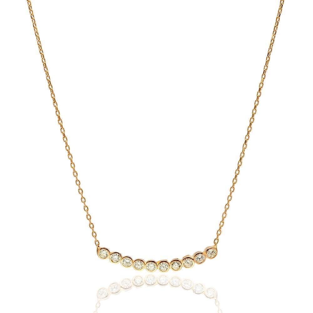 Emma Minimalistic Thin Zircon Bar Necklace Gold