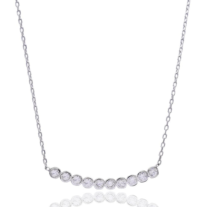 Emma Minimalistic Thin Zircon Bar Necklace Silver