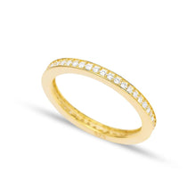 Load image into Gallery viewer, 16k gold vermeil stacking ring with cubic zirconia pave style
