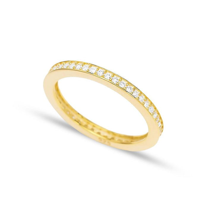 16k gold vermeil stacking ring with cubic zirconia pave style