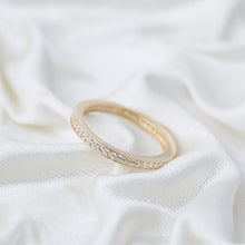 Load image into Gallery viewer, 16k gold vermeil stacking ring with cubic zirconia pave style
