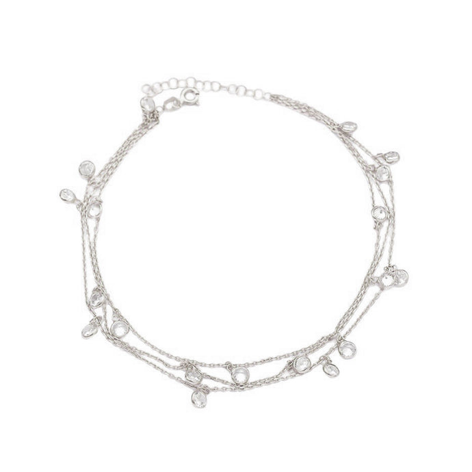 charm layered silver anklet