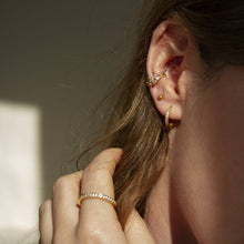 Load image into Gallery viewer, Eylul Cubic Zirconia Pave Clicker Hoop Earring 16k Gold Vermeil
