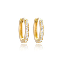 Load image into Gallery viewer, 16k gold vermeil cubic zirconia pave clicker hoop earring
