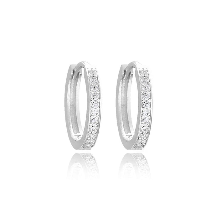 Eylul Cubic Zirconia Pave Clicker Hoop Earring Silver