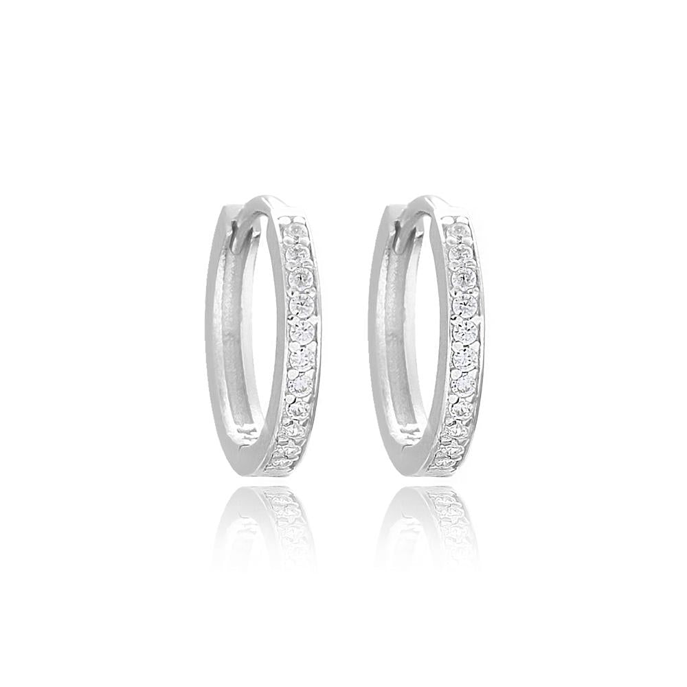 Eylul Cubic Zirconia Pave Clicker Hoop Earring Silver