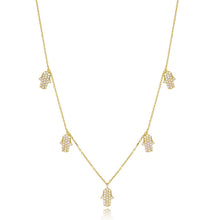 Load image into Gallery viewer, Helena 2.0 Hamsa Charm Necklace with Cubic Zircon Gold
