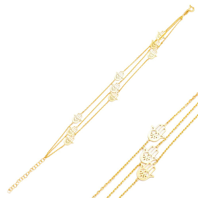 Maisie Hamsa Hand 16k Gold Vermeil Layered Bracelet